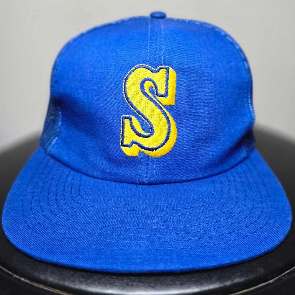 Seattle Mariners 80s Silhouette Plain Logo Vintage MLB Trucker Baseball Hat